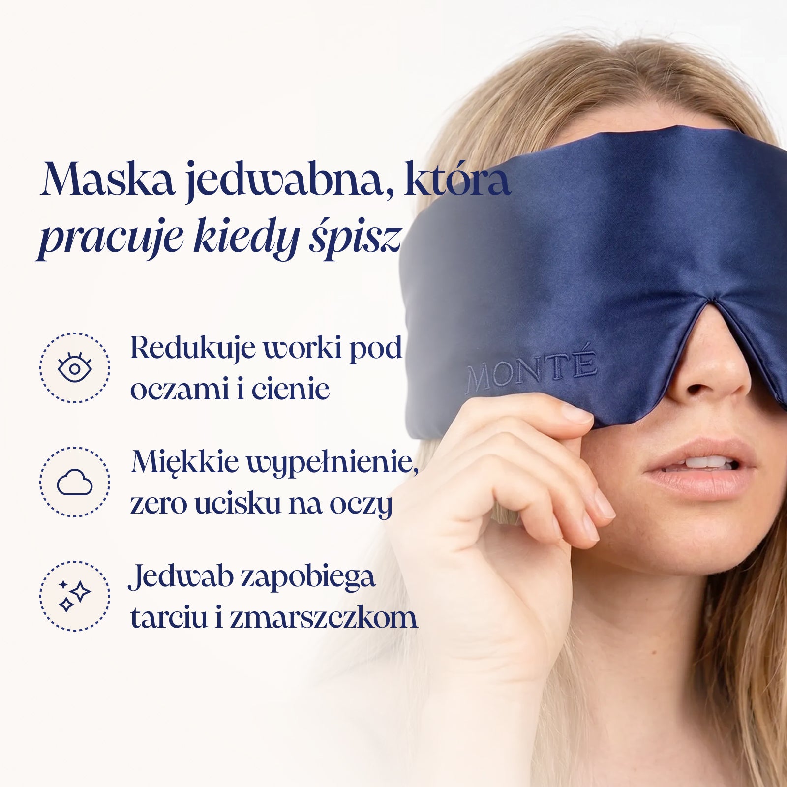 Midnight Blue Jedwabna Maska do Spania