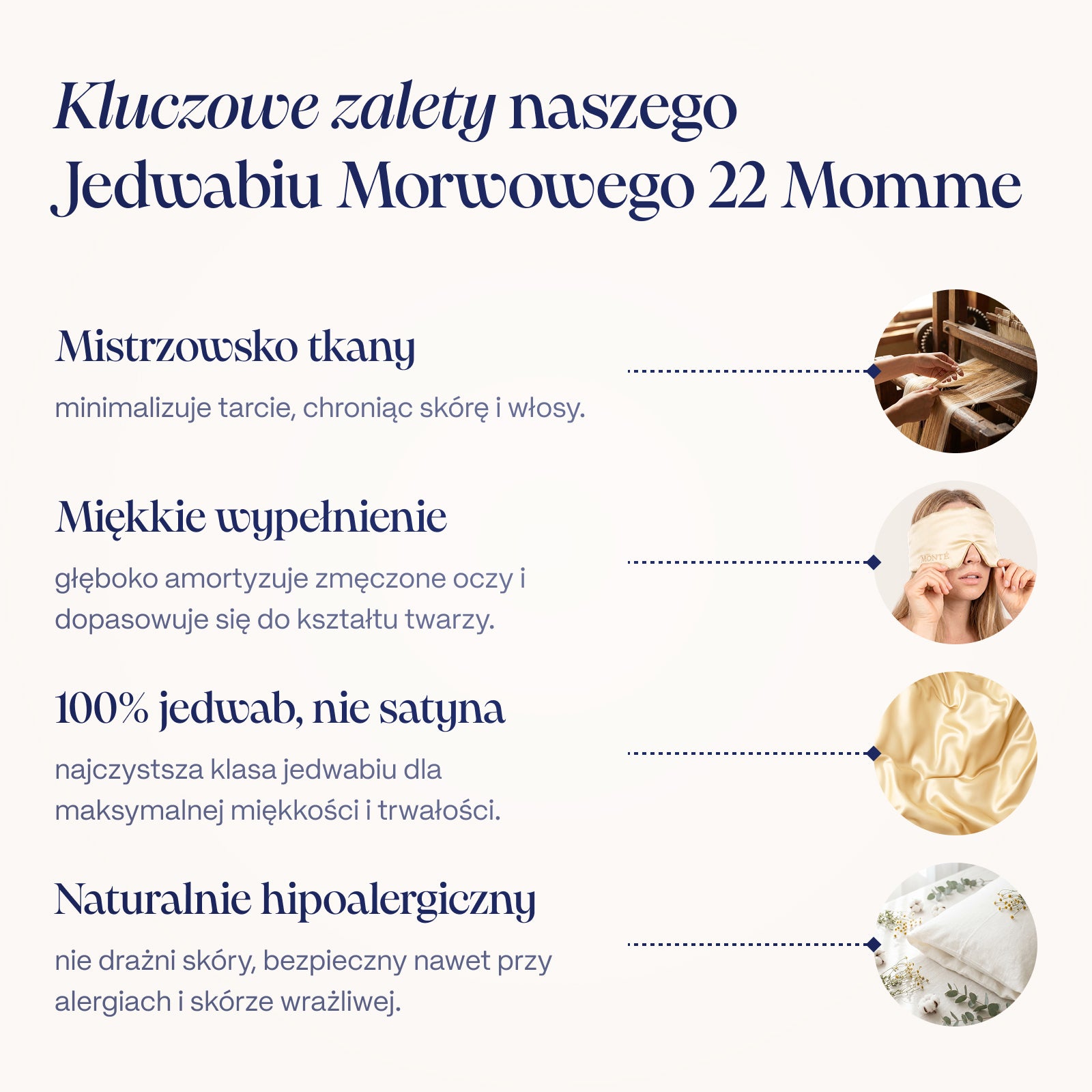 Champagne Gold Jedwabna Maska do Spania