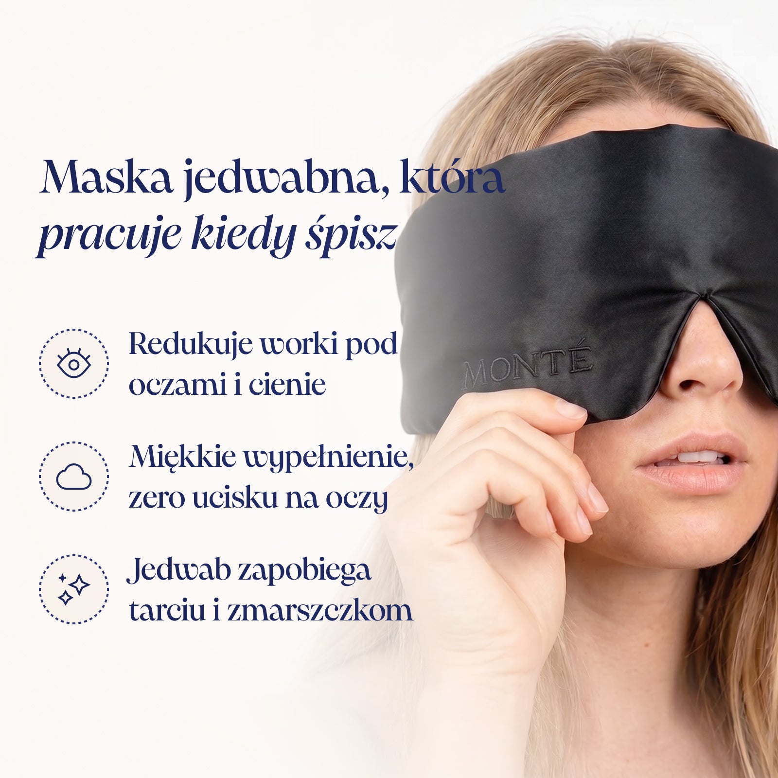 Classic Black Jedwabna Maska do Spania