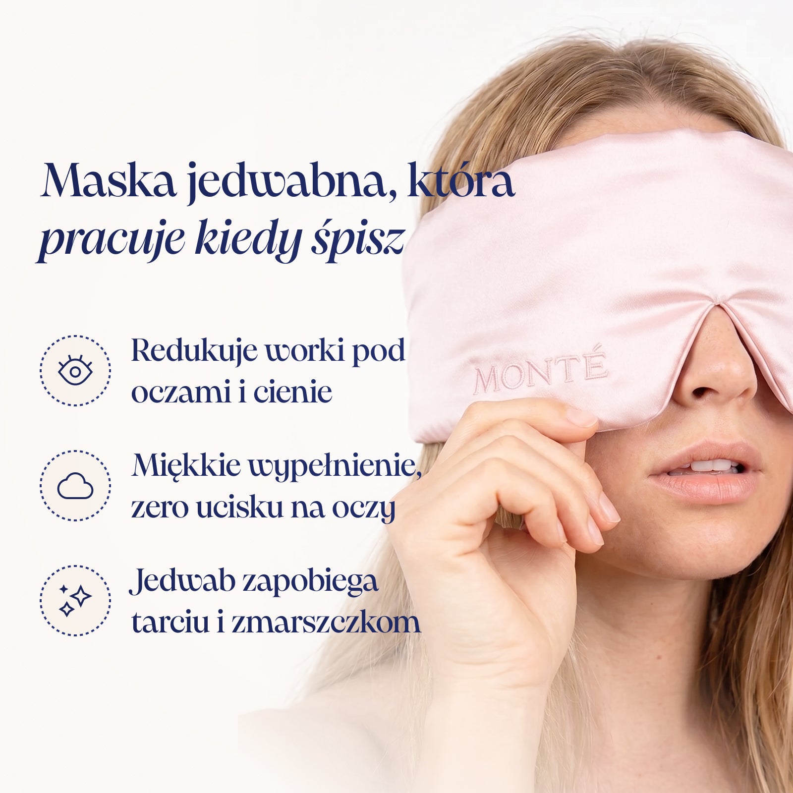 Rose Noir Jedwabna Maska do Spania